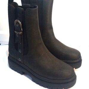 ROCKET DOG BLACK BUCKLED PLATFORM MOTO COMBAT BOOTS SIZE 7 NWT